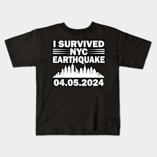 I Survived NYC New York 2024 Earthquake Funny Geology Joke Kids T-Shirt